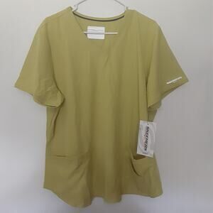 BARCO Skechers Vitality Scrub Top For Women 2XL Lime Green 3 Pocket Scrubs EUC